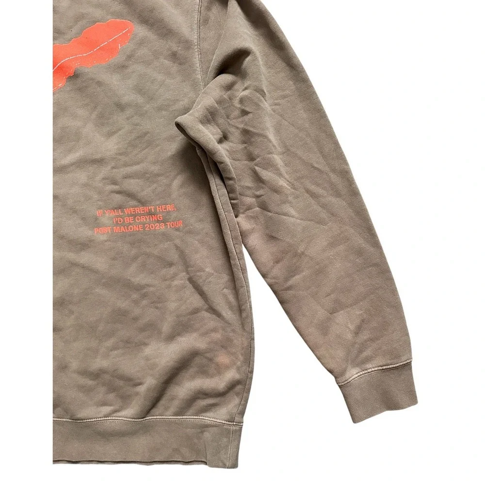 Post Malone‎ Brown 2023 Tour Austin Keys Graphic Crewneck Sweatshirt Size L READ